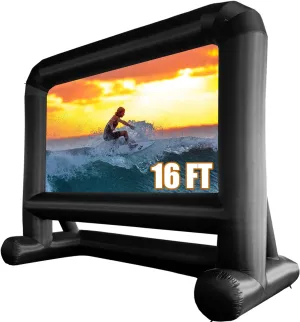 HuaKastro 16 FT Outdoor Inflatable Projector Screen – One-Piece Design, Easy Setup Blow-Up Screen with Quiet Fan, Perfect for Backyard Movie Nights & Events (Stable Base)