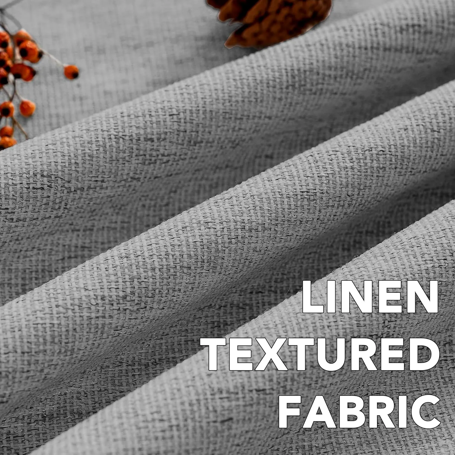 H.VERSAILTEX Pinch Pleated Full Blackout Curtains Linen Blended Chenille Blackout Curtains 84 inch Length 2 Panels Set Thermal Insulated Farmhouse Neutral Track Drapes with Hooks, Heather Dove Gray