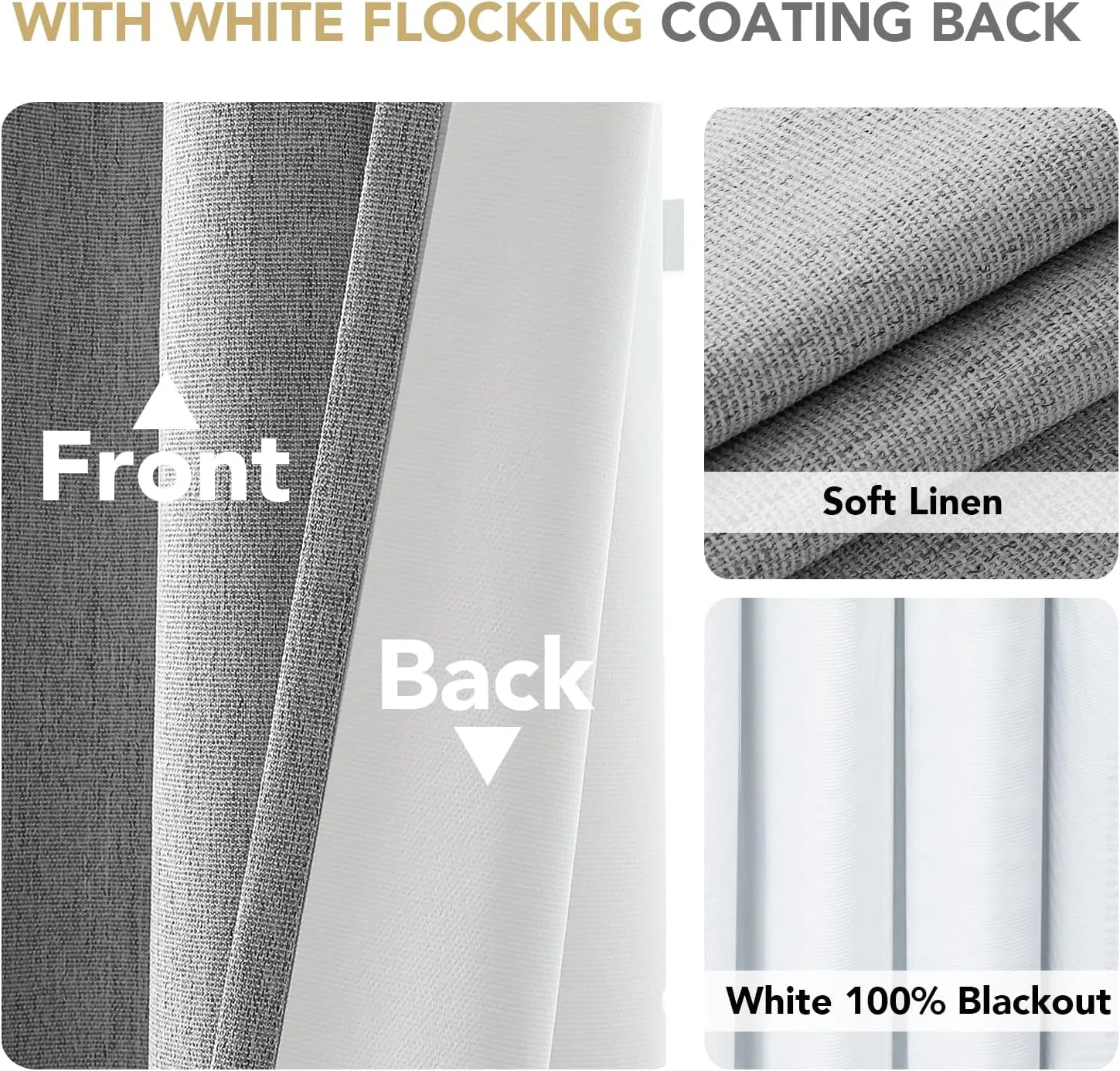 H.VERSAILTEX Pinch Pleated Full Blackout Curtains Linen Blended Chenille Blackout Curtains 84 inch Length 2 Panels Set Thermal Insulated Farmhouse Neutral Track Drapes with Hooks, Heather Dove Gray