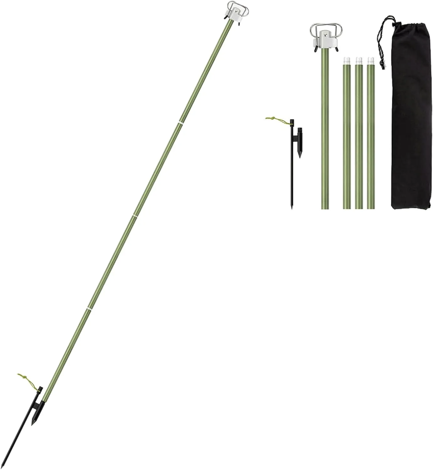HXBER Portable Camping Folding Lamp Pole Lightweight Collapsible Aluminum Lantern Stand Outdoor Light Hanger Holder Stick for Camping Hiking Fishing Garden BBQ