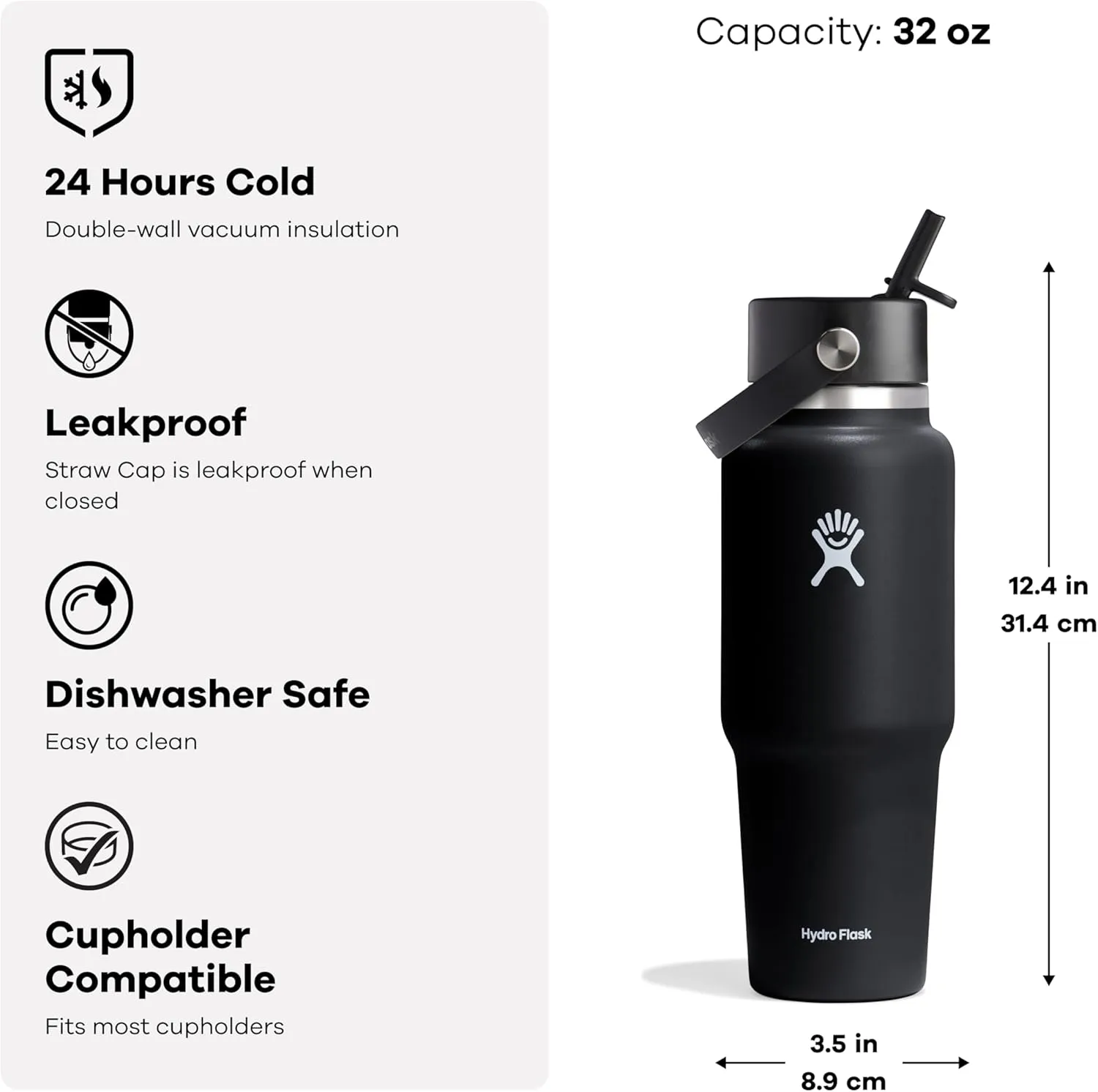Hydro Flask 32 Oz Wide Flex Straw Travel Bottle Botanical Bliss Agave