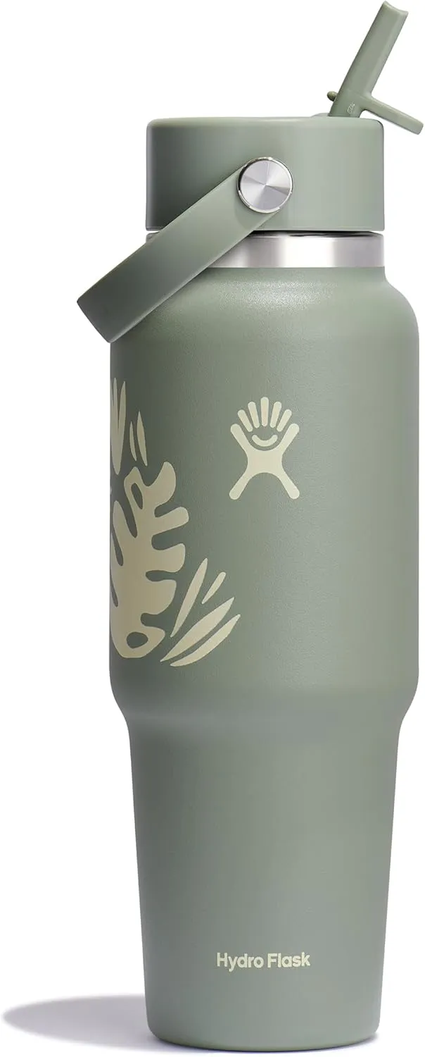 Hydro Flask 32 Oz Wide Flex Straw Travel Bottle Botanical Bliss Agave