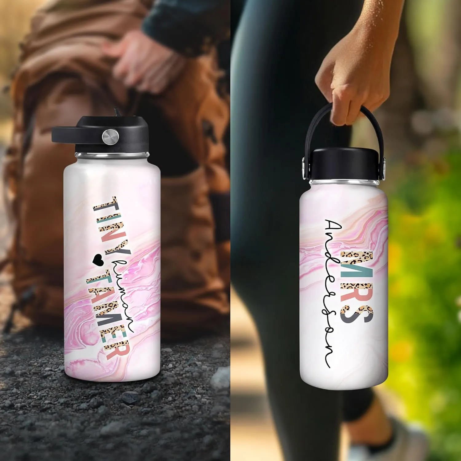 Hyturtle Personalized Teacher Water Bottle - Travel Insulated Stainless Steel Bottle with LeakProof Lid 18oz 32oz - Teacher Appreciation Gift from Students for Birthday Back to School End of Year