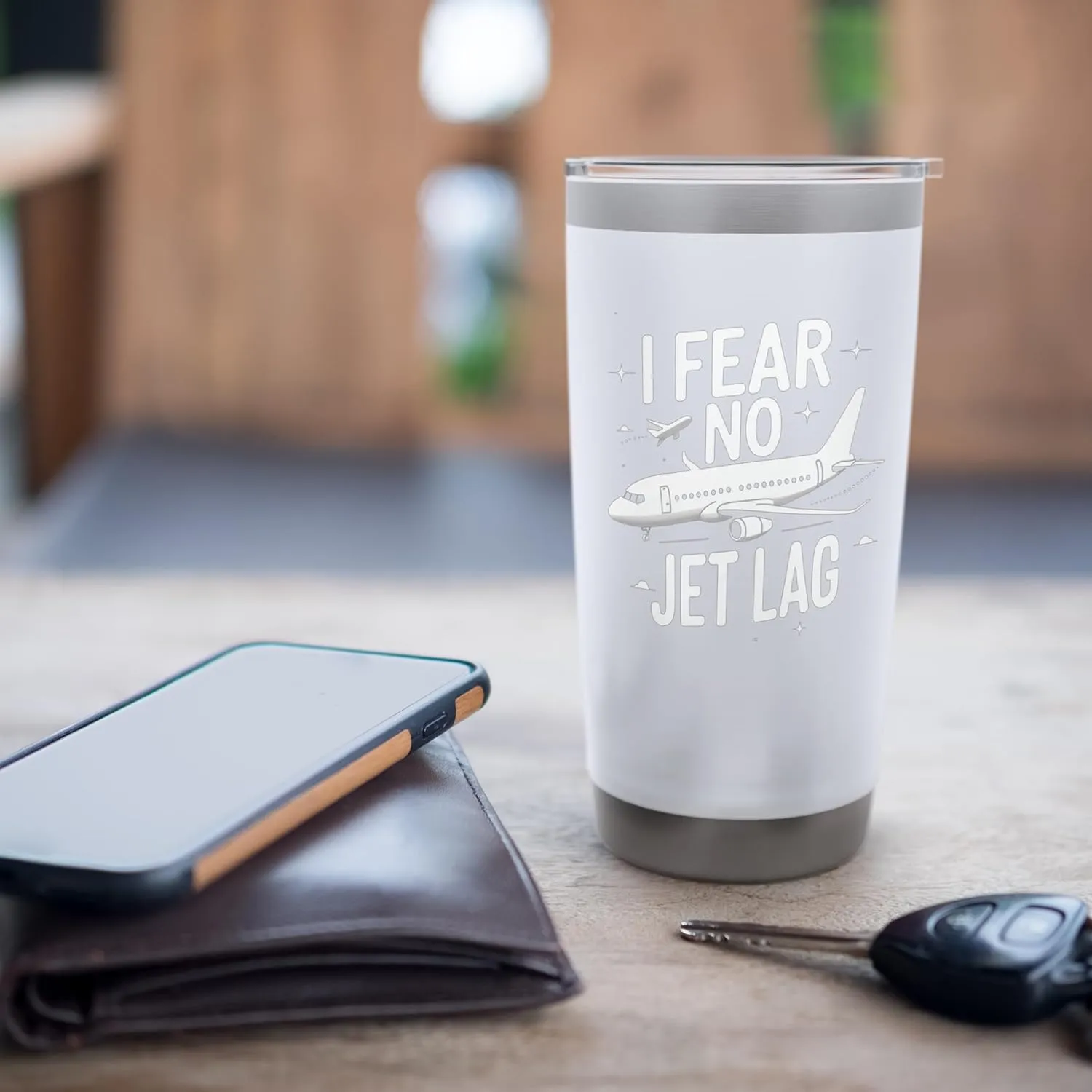 I Fear No Jet Lag Sarcastic Travel Vlog Quote Stainless Steel Insulated Tumbler