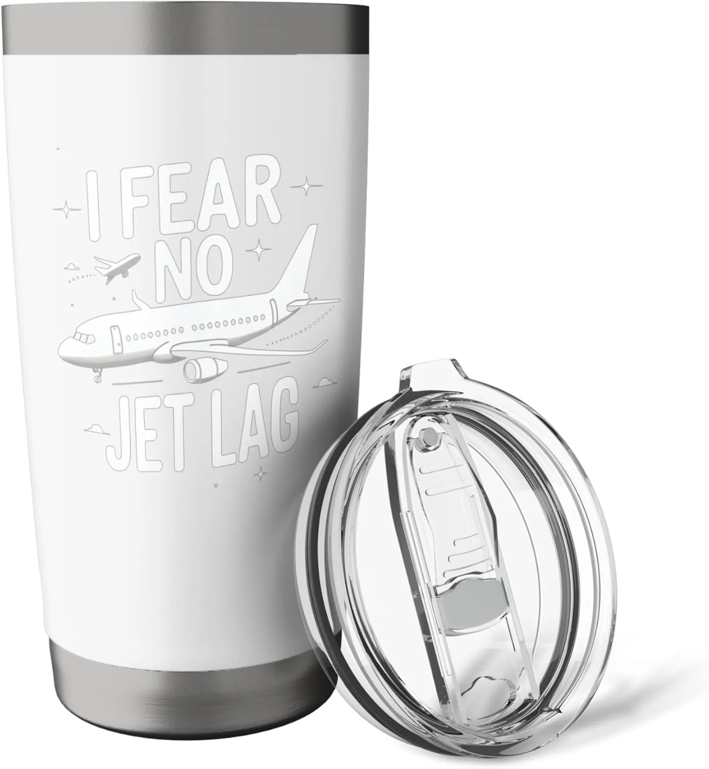 I Fear No Jet Lag Sarcastic Travel Vlog Quote Stainless Steel Insulated Tumbler