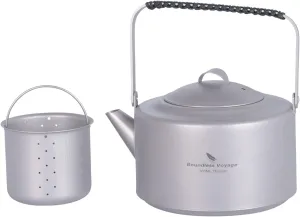 iBasingo 450ml Titanium Teapot with Foldable handle Lightweight Portable Kettle for Outdoor Camping Hiking Backpacking Daily Use Ti3111D