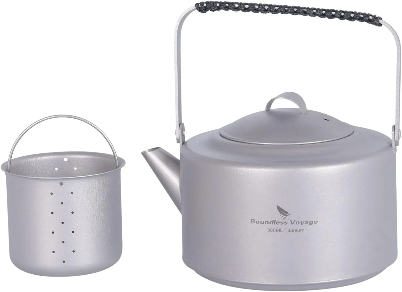 iBasingo 450ml Titanium Teapot with Foldable handle Lightweight Portable Kettle for Outdoor Camping Hiking Backpacking Daily Use Ti3111D