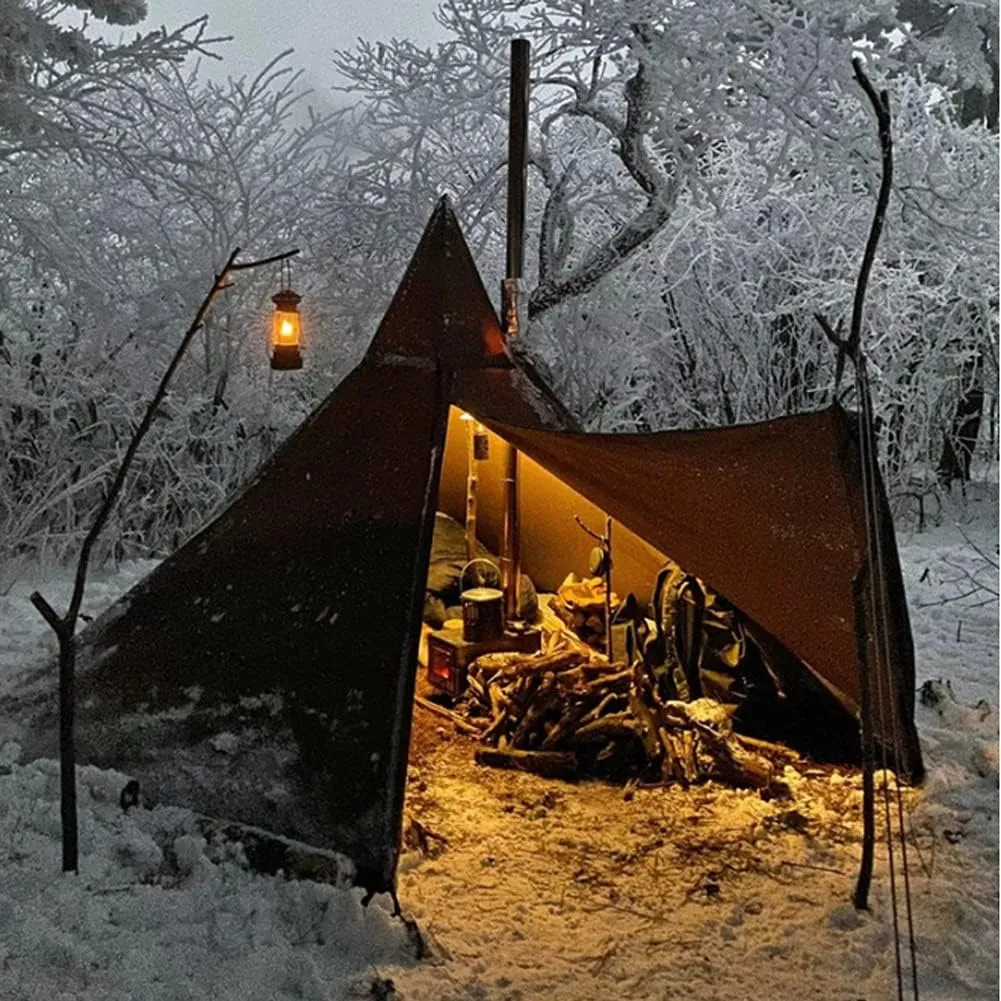 Ice Fishing Shelter, Insulated Ice Fishing Tent 360-Degree View, Snowproof Windproof Winter Cold Weather Tent, Hot Tent with Stove Jack