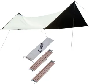 iClimb 1 Waterproof Sun Shield Tarp UPF 50  and 2 Poles Bundle for Tent Hammock Camping Backyard Party