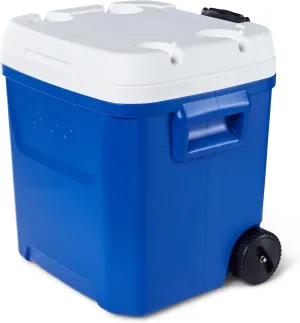 Igloo Laguna 60 Passive Cool Box, Blue, 56 litres, Insulated Box with Wheels and Telescopic Handle for Camping, Leisure and Festivals