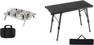 IGT Camping Stove and IGT Camping Table, 2 in 1, Portable & Adjustable