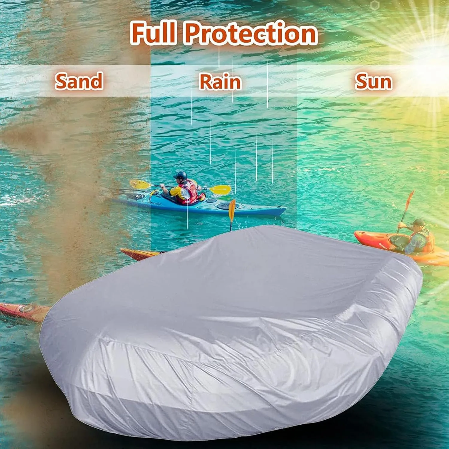 Inflatable Boat Cover 7 Sizes Boat Tarp Waterproof Anti-UV Fishing Boat Cover for Inflatable Boat and Dinghy,230 * 165 * 46cm
