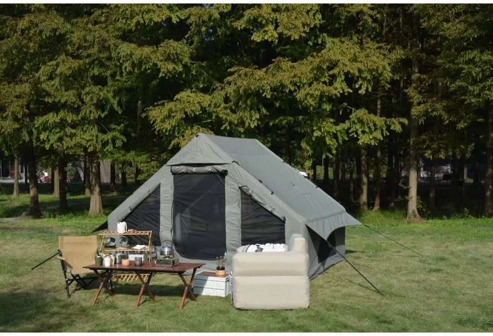 Inflatable Camping Tent Easy Setup 4 Season Glamping Tent with High Performance Inflatable Structure 4-6 Persons Waterproof Windproof Outdoor Self-Supporting