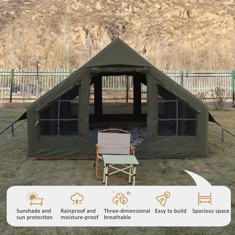 Inflatable Tent with Pump,Family Tent for 4-6 Persons with Stove Jack Hole,4 Season 3000mm Waterproof Windproof Large Air Tent Pop-Up Tents,Quick to Set up