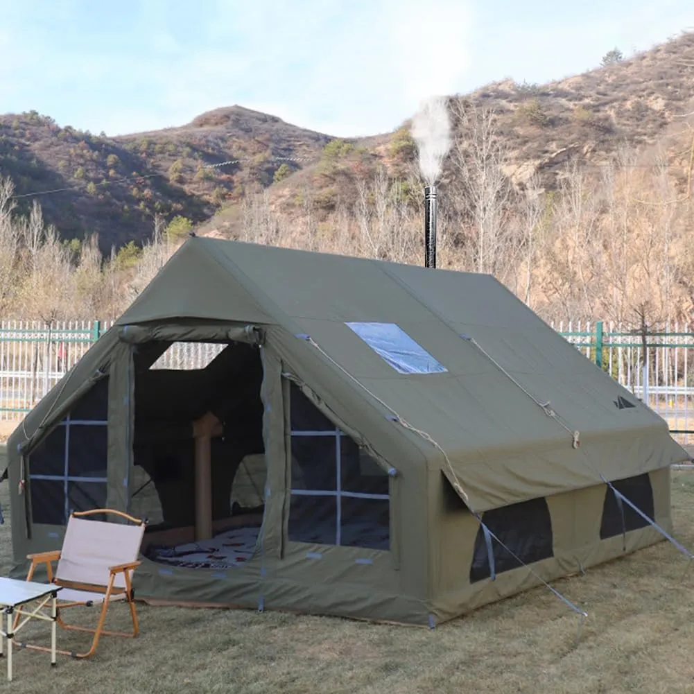 Inflatable Tent with Pump,Family Tent for 4-6 Persons with Stove Jack Hole,4 Season 3000mm Waterproof Windproof Large Air Tent Pop-Up Tents,Quick to Set up
