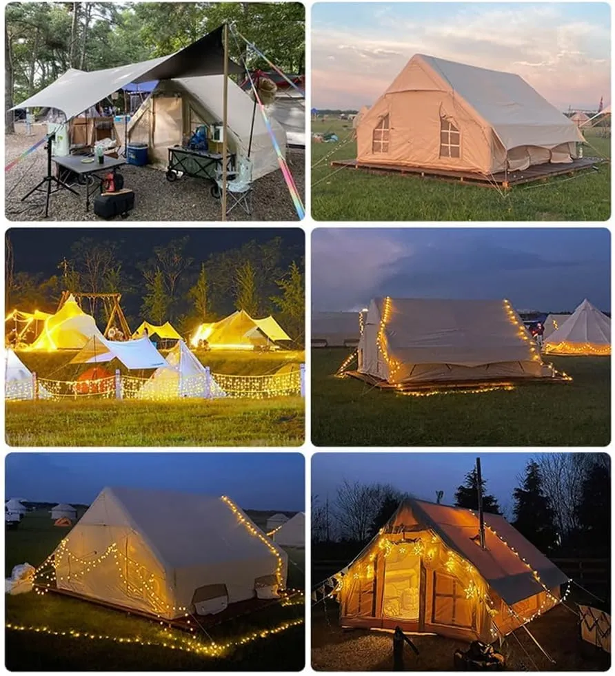 Inflatable Tents with Pump,2-4 Person Blow Up Tent with Stove Jack Hole,4 Season Large Pop-Up Tents,Easy Setup