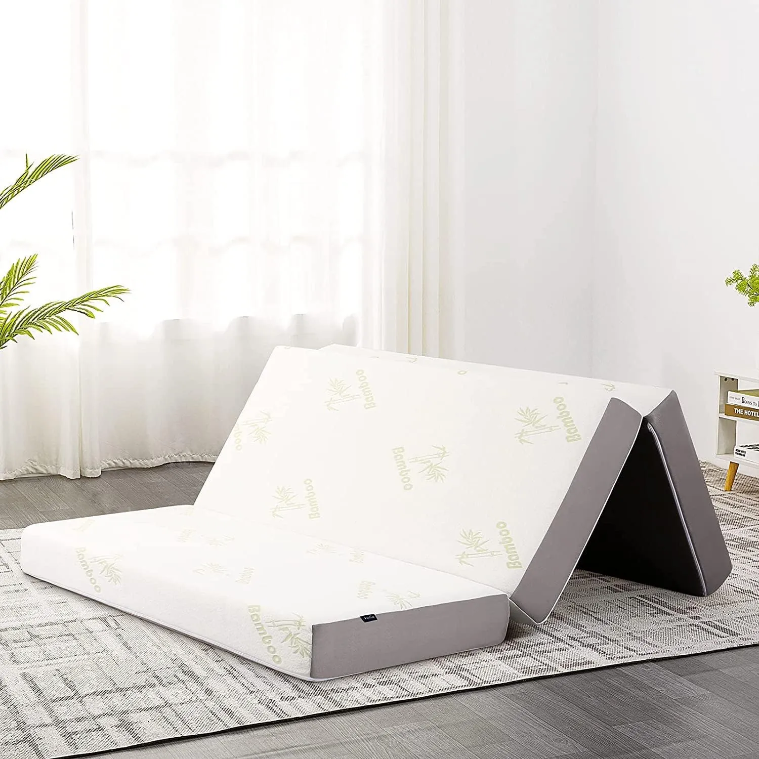 Inofia Folding Mattress, 6 Inch Trifold Memory Foam Mattress with Ultra Soft Removable Cover, Non-Slip Bottom & Breathable Mesh Sides, Foldable & Portable - Cot Size (75" x 31" x 6")