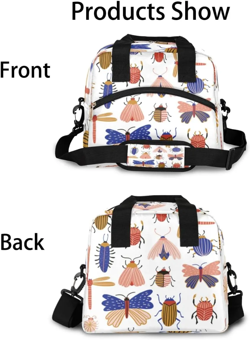 Insect Specimens Insulated Lunch Bag for Women Men, Reusable Lunch Box Container with Adjustable Shoulder Strap Large Leakproof Thermal Lunch Cooler Bag for Adult Work Picnic Office