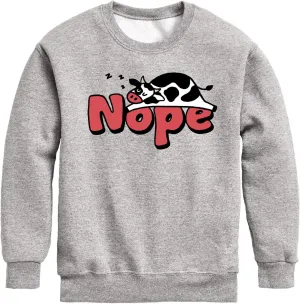 Instant Message - Nope Sleeping Cow - Toddler & Youth Crewneck Fleece Sweatshirt