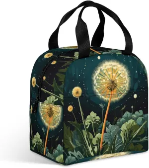 Insulated Lunch Bag,Dandelions at Night Print Lunch Tote Bag,leakproof Thermal Cooler Sack Food Handbags