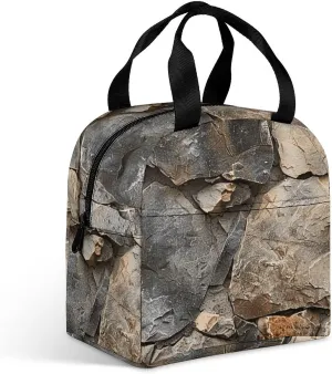 Insulated Lunch Bags Realistic Stone Wall Lunch Bag for Women Men Insulated Lunch Box for Work Picnic Travel