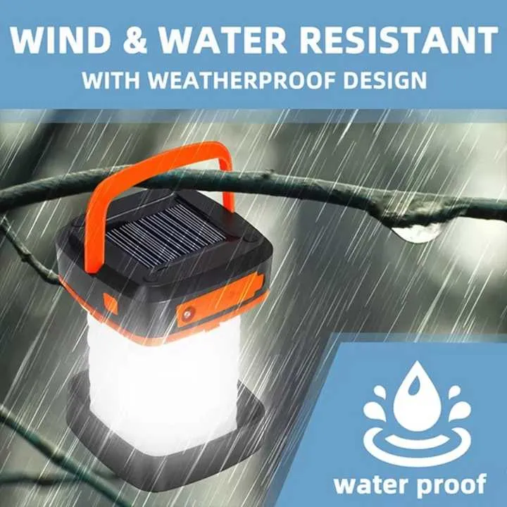 International shipping Lantern Luxurious Light Solar Orange Portable Charging Outdoor Collapsible - Camping with LED USB