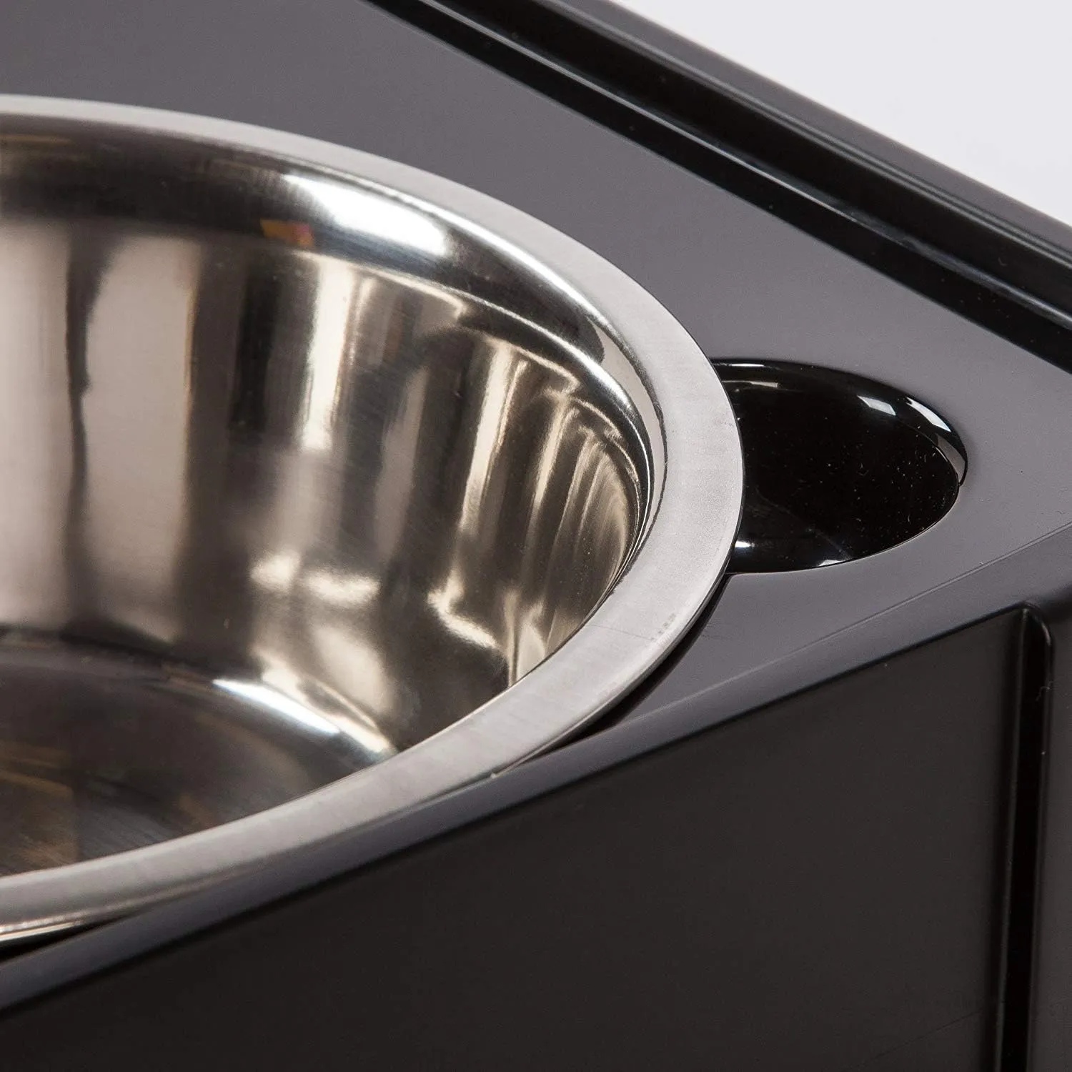 IRIS USA Elevated Dog Bowls, 15"H Raised Bowl for Large Dogs, Airtight Pet Food Storage Holds Up To 47 Lbs, 2 Removable 64 oz Stainless Steel Bowls, At Home or Camping, Smoke/Black