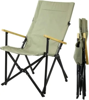 IRYZE Outdoor Chair Folding Camping Chair Beach Chair Whit Wooden Armrest Outdoor Camping Leisure Seat Folding Aluminum Folding Recliner for Hiking Fishing Camping Chair Foldable Chair