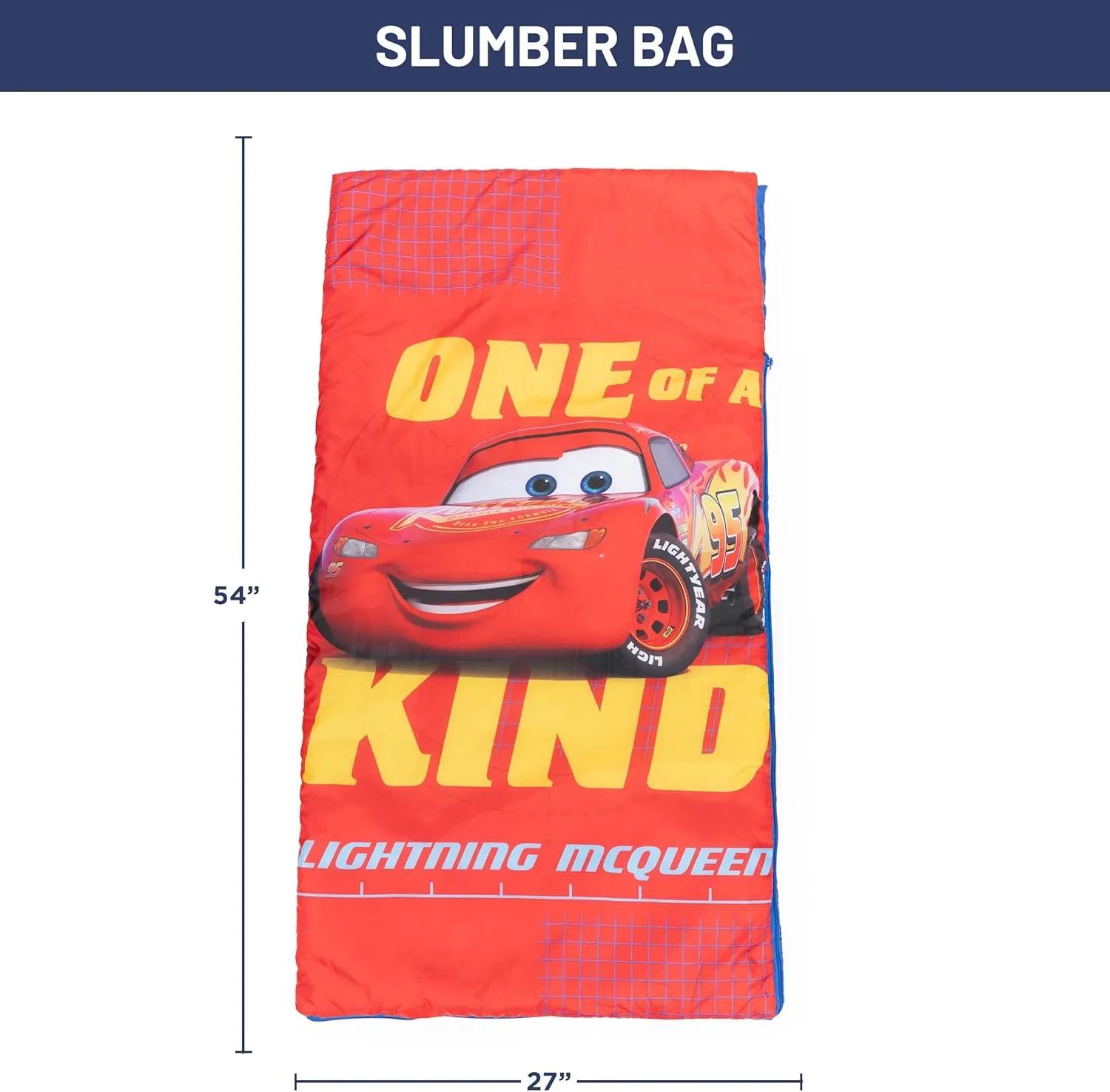 Jay Franco Disney Pixar Cars One of A Kind Slumber Sack - Cozy & Warm Kids Lightweight Slumber Bag/Sleeping Bag - Featuring Lighting McQueen