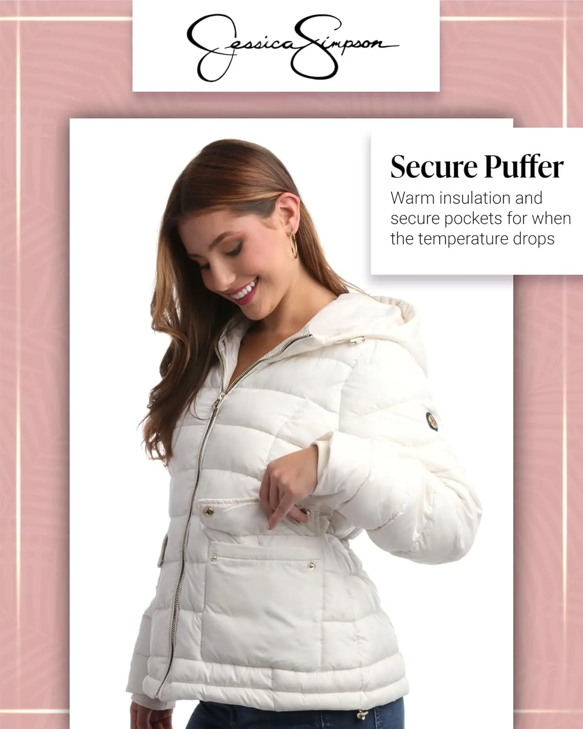 Jessica Simpson Women's Puffer Jacket - Full Zip Up Insulated Quilted Jackets for Women - Cozy Women Winter Coats (S-XL)