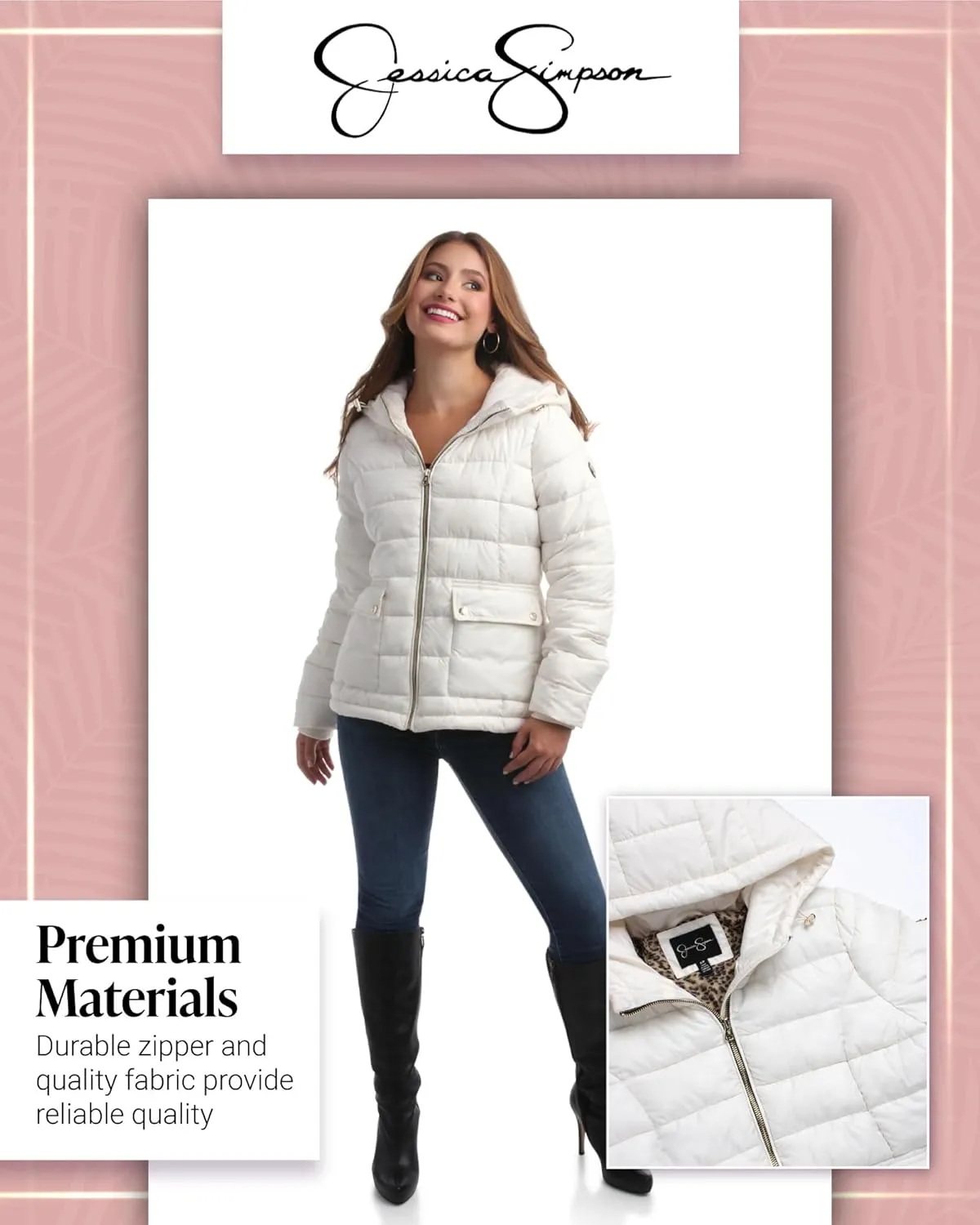 Jessica Simpson Women's Puffer Jacket - Full Zip Up Insulated Quilted Jackets for Women - Cozy Women Winter Coats (S-XL)