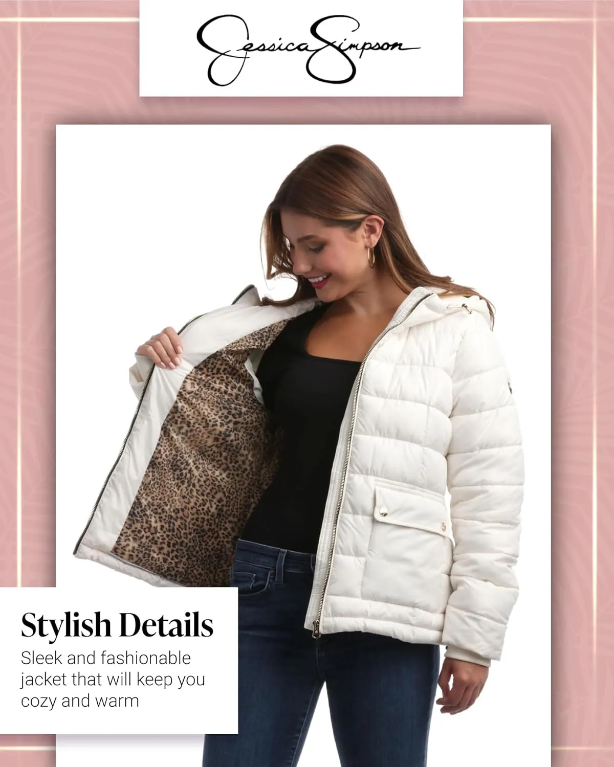 Jessica Simpson Women's Puffer Jacket - Full Zip Up Insulated Quilted Jackets for Women - Cozy Women Winter Coats (S-XL)