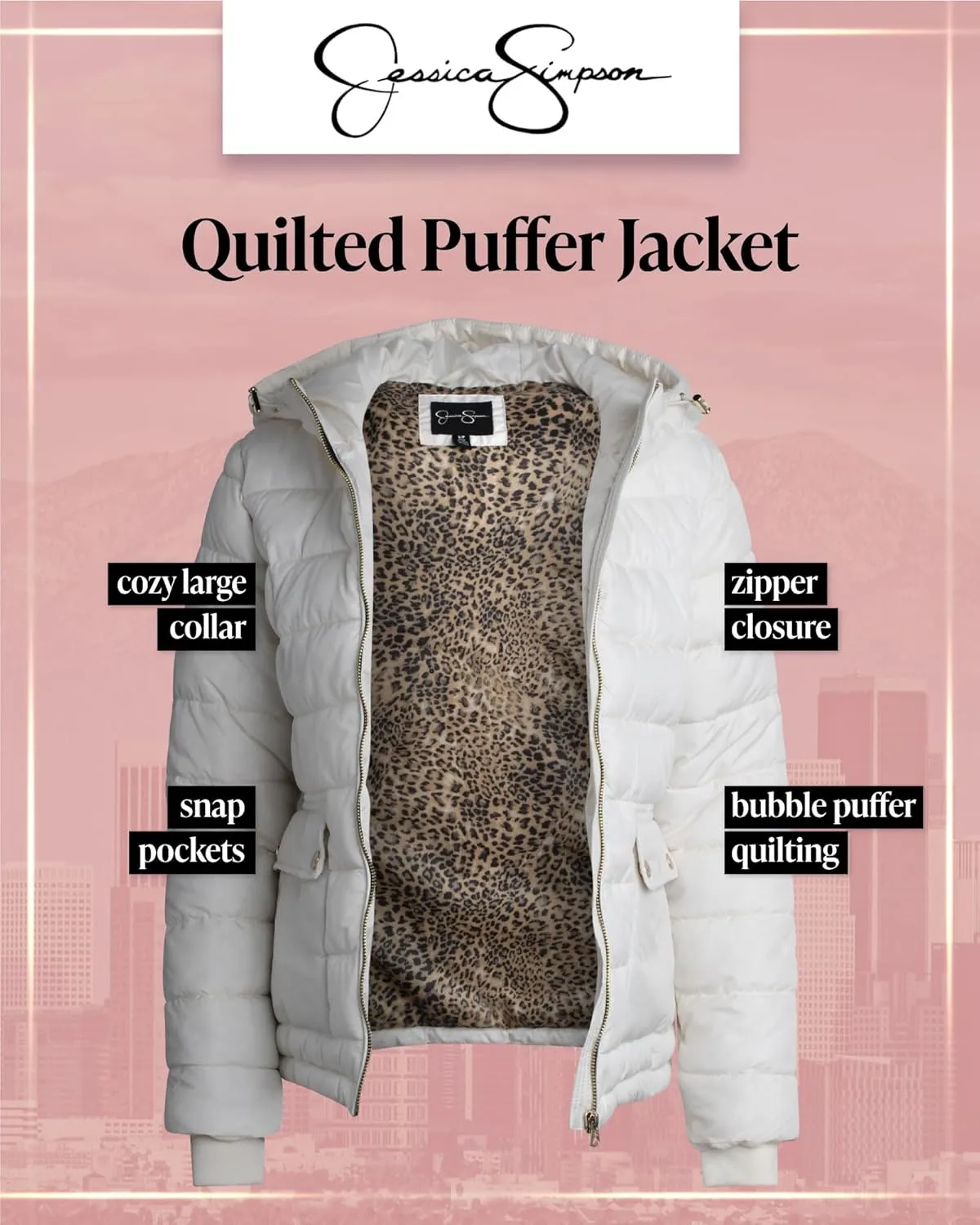 Jessica Simpson Women's Puffer Jacket - Full Zip Up Insulated Quilted Jackets for Women - Cozy Women Winter Coats (S-XL)