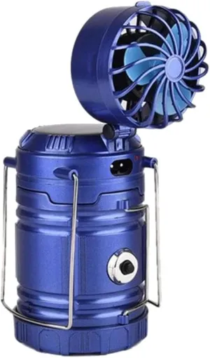 jojomis Rechargeable Solar Fan LED Camping Lantern for Camping Hunting Fishing, Blue, 92 x 165 cm