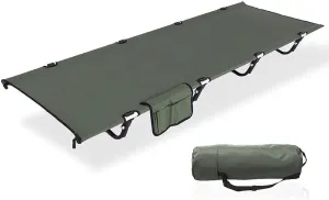 JOSBY Folding Camping Cot, Collapsible Portable Foldable Bed with Carrying Bag, Lightweight, Heavy Duty Design, Army Military Camping Bed for Sleeping, Fishing, Outdoor Travel, Hiking, Hunting