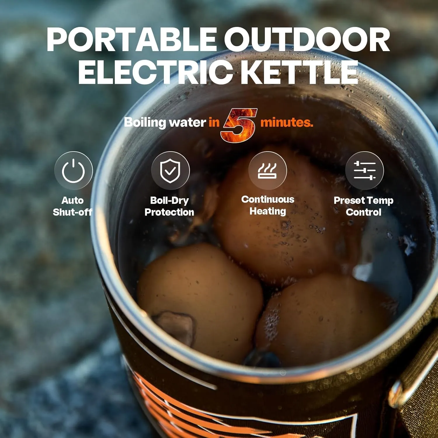 Joulle Kettle Pot, Multi-Functional Electric Camping Stove, 500 W Portable Travel Water Boiler, Non-propane Outdoor Cooking Gear for Car Camping, Vanlife, Overlanding, Ev, RV Trip