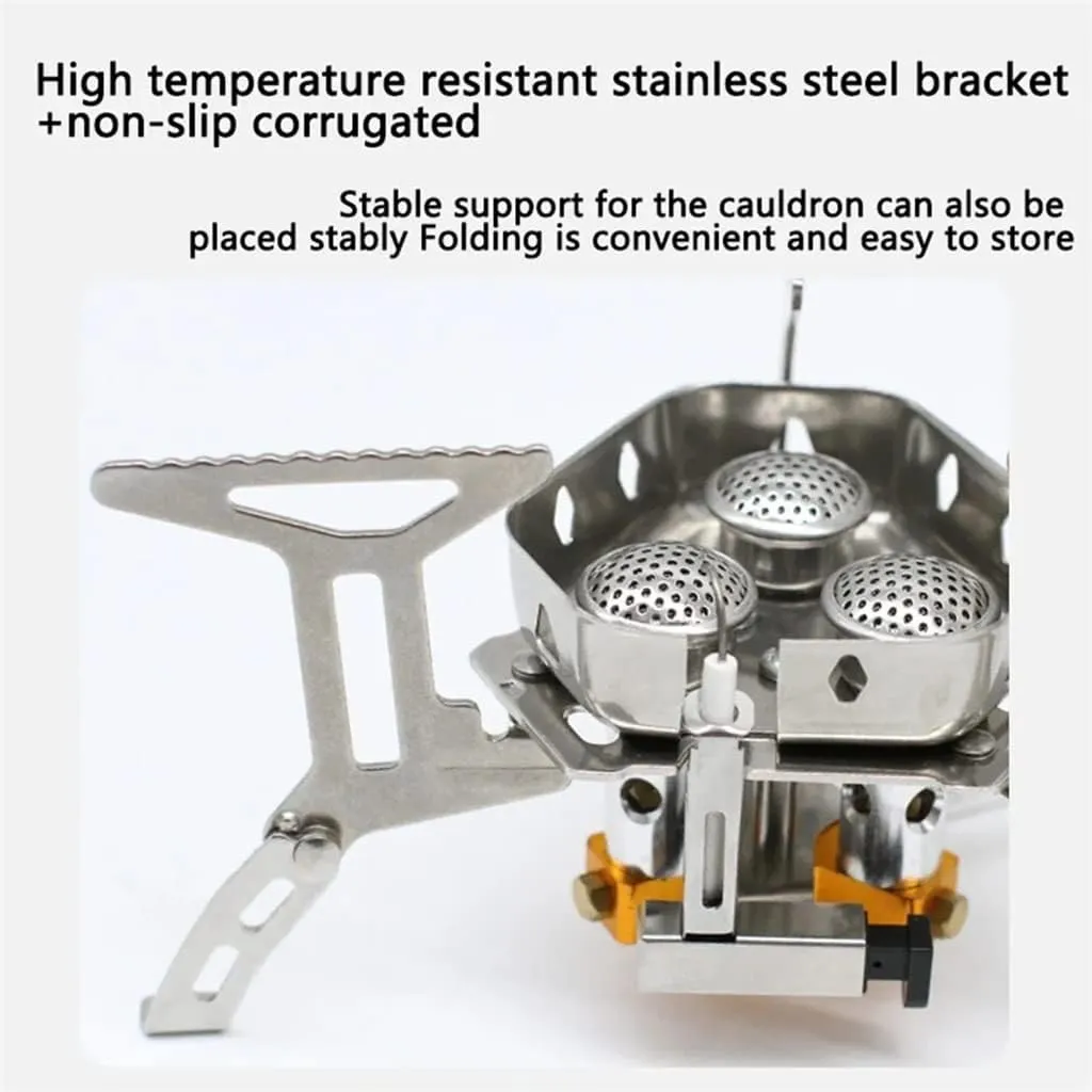JSEIAJB Camping Gas Stove Windbreak Outdoor Portable Big Power Three Burner Stoves Picnic Barbecue Folding Gas Furnace