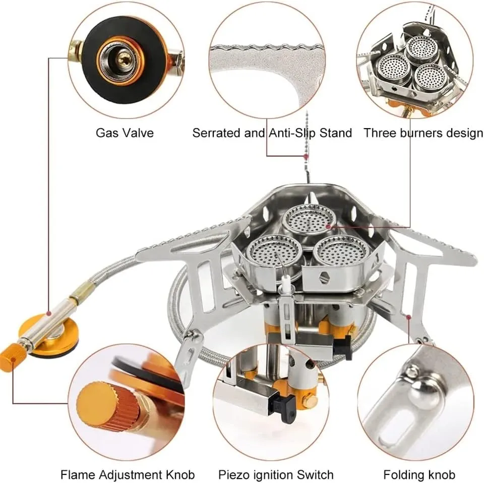 JSEIAJB Camping Tourist Burner Big Power Gas Stove Cookware Portable Furnace Picnic Barbecue Tourism Supplies Outdoor