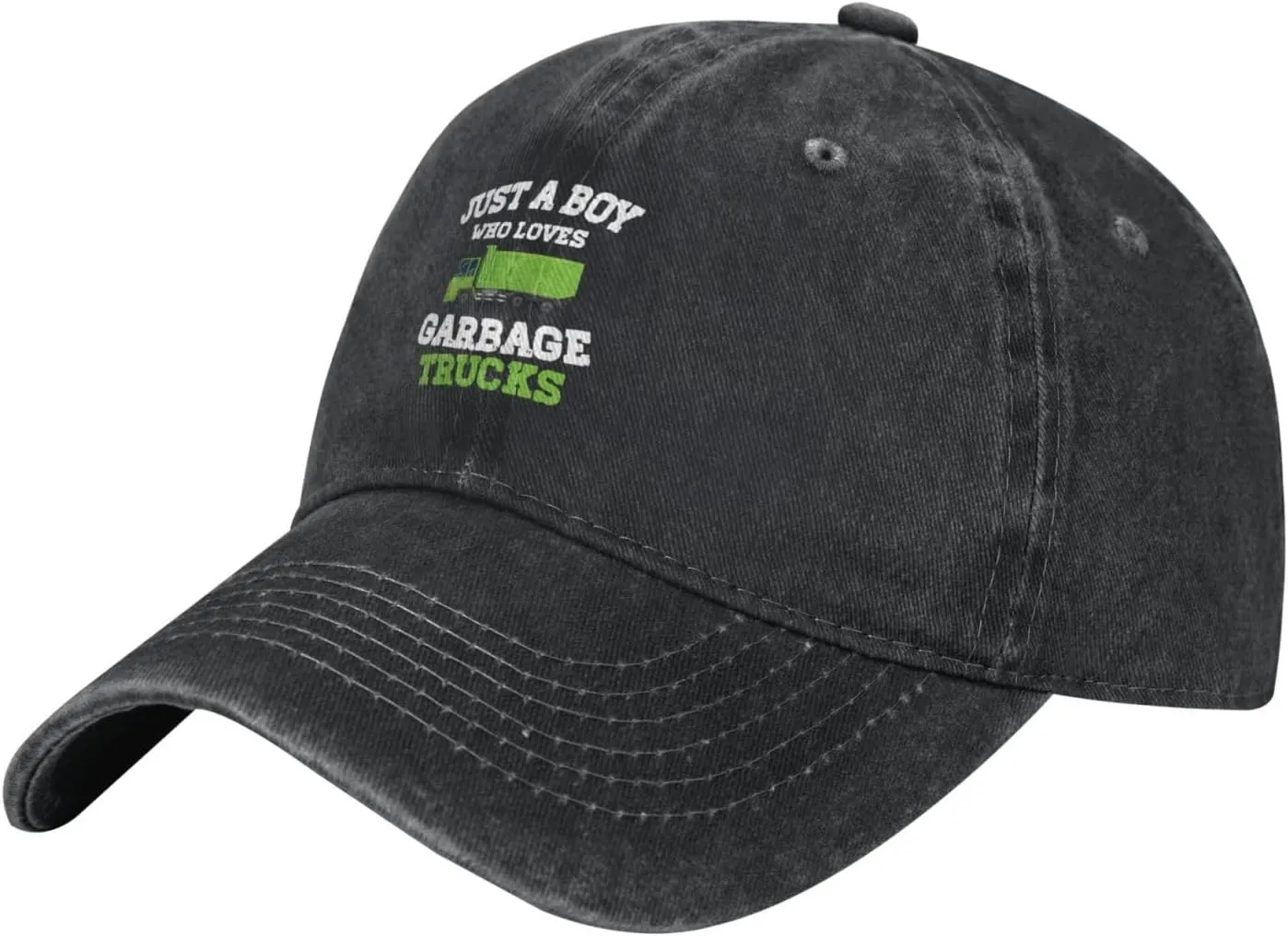 Just A Boy Who Loves Garbage Trucks Adjustable Snapback Cap Baseball Cap Vacation Jeans Hat for Men Women Cap