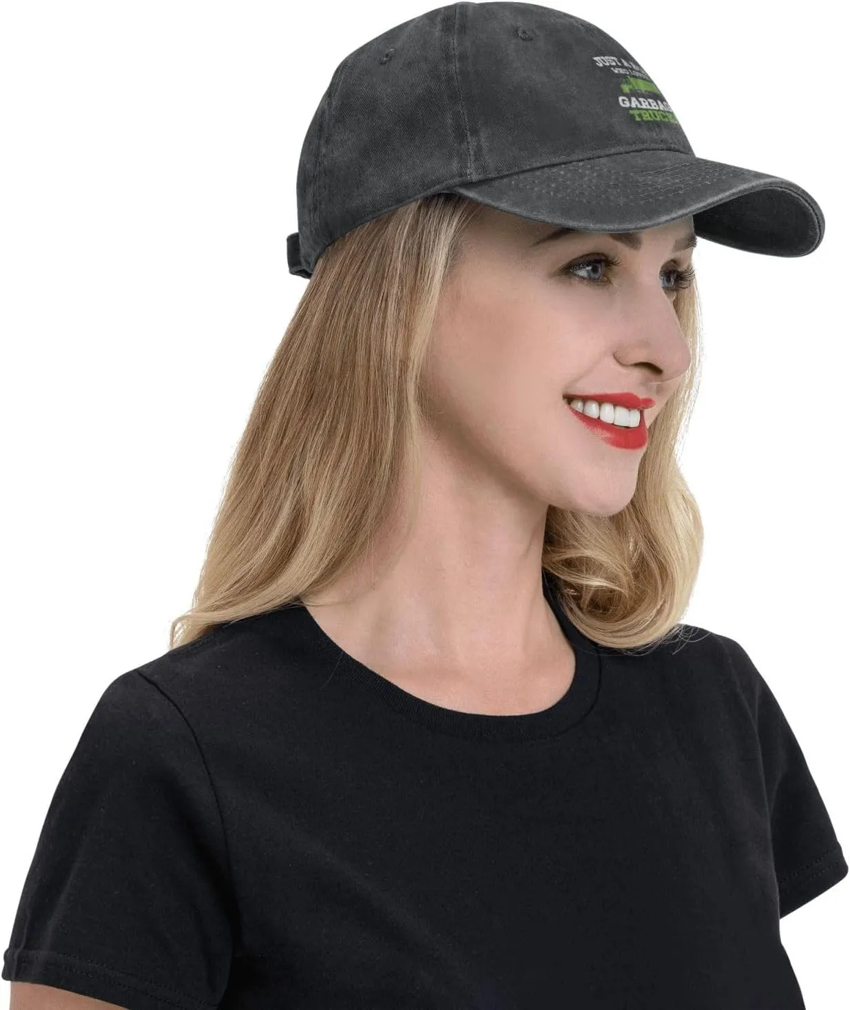 Just A Boy Who Loves Garbage Trucks Adjustable Snapback Cap Baseball Cap Vacation Jeans Hat for Men Women Cap