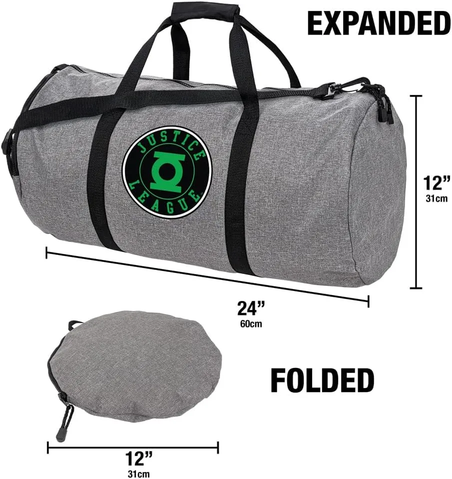 Justice League Green Lantern Athletic Logo Lightweight Duffel Bag for Sports and Gym Packable for Travel