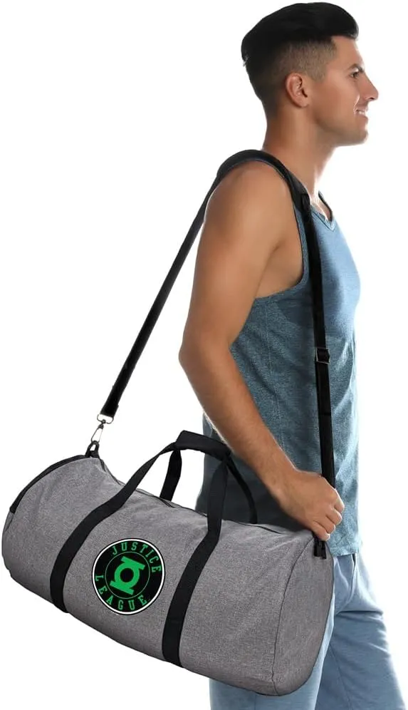 Justice League Green Lantern Athletic Logo Lightweight Duffel Bag for Sports and Gym Packable for Travel