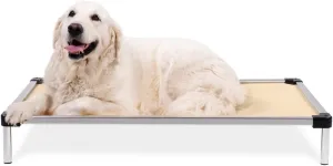 K9 Ballistics Chew Proof Elevated Dog Bed - Made for Aggressive Chewers, Indestructible Cot, Heavy Duty, 120-Day Warranty, Washable, Pre-Assembled, Fits Crates Large 41"x27" Sandstone