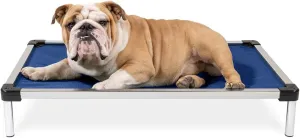 K9 Ballistics Chew Proof Elevated Dog Bed - Made for Aggressive Chewers, Indestructible Cot, Heavy Duty, 120-Day Warranty, Washable, Pre-Assembled, Fits Crates Medium 35"x22" Blue Quartz