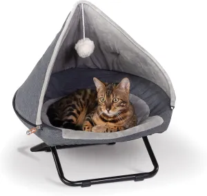 K&H Pet Products Hooded Elevated Cozy Cot Gray Small 19 Inches