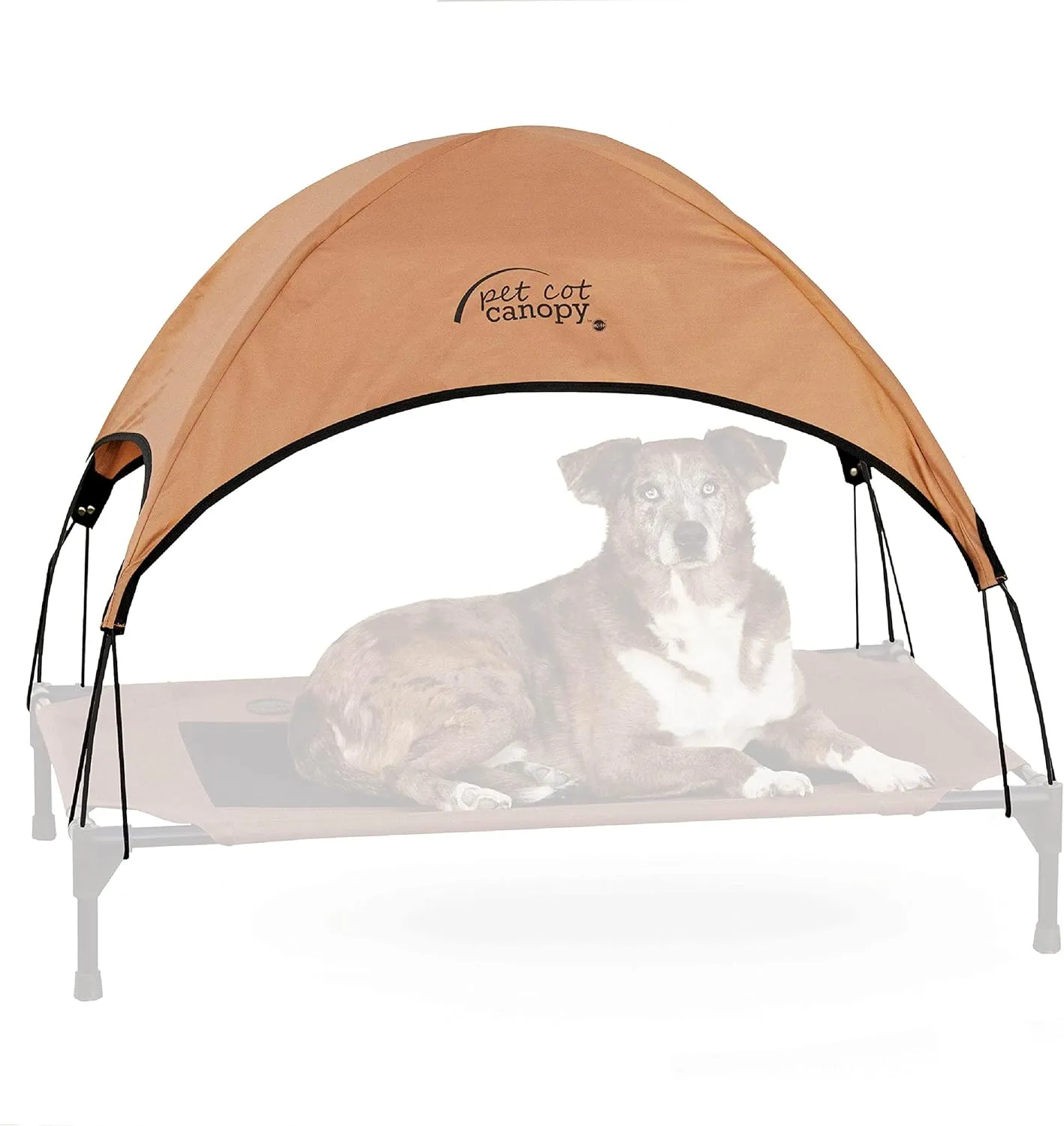 K&H Pet Products Outdoor Elevated Dog Cot Canopy, Cooling Sun Tent Shades Pets, Washable, Water-Resistant, Designed to Fit K&H Large Elevated Dog Cots (Sold Separately) - Large 42 X 30in Tan