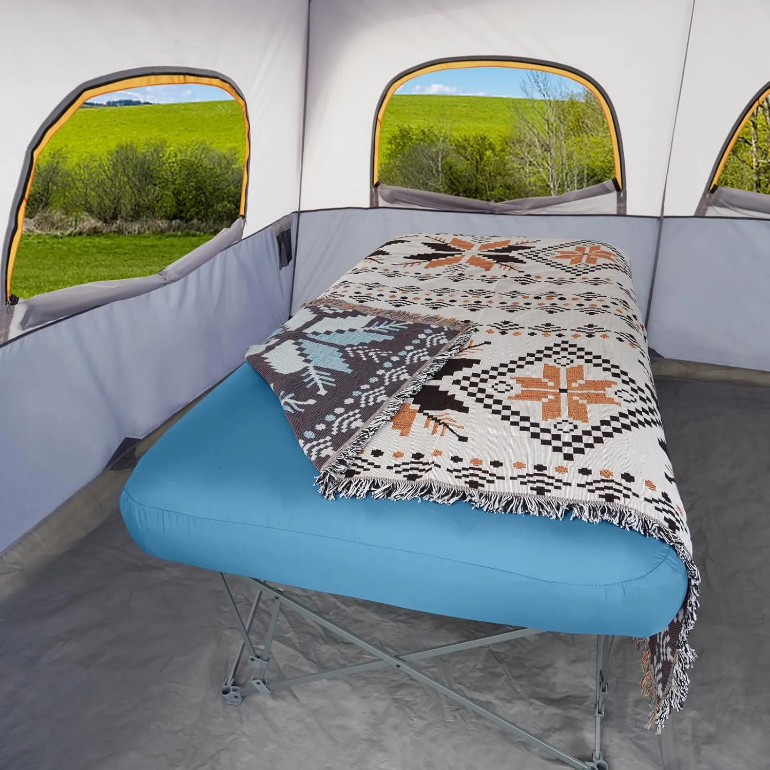 KAMPKEEPER Camping Cot,Camping Cots for Adults,Folding Camping Cot with Inflatable Air Mattress and Carry Bag,for Outdoor Travel Camp Beach Vacation (not Included The Airpump)