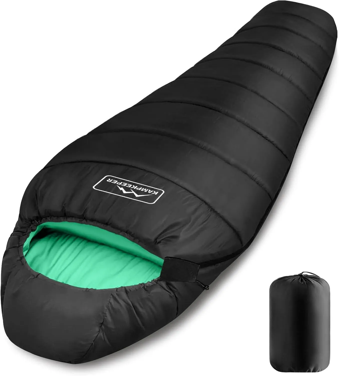 KAMPKEEPER Mummy Sleeping Bag for Adults,3-4 Seasons Cold Weather,Waterproof,Lightweight,Non-Snag Zipper with Adjustable Hood Perfect for Backpacking, Hiking,Camping