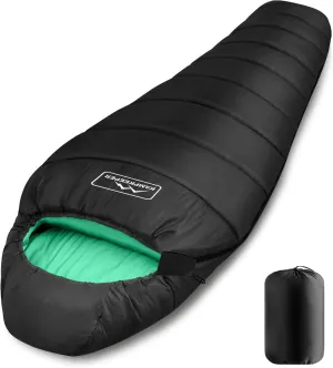 KAMPKEEPER Mummy Sleeping Bag for Adults,3-4 Seasons Cold Weather,Waterproof,Lightweight,Non-Snag Zipper with Adjustable Hood Perfect for Backpacking, Hiking,Camping