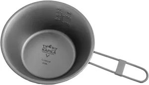 KAPILA 300ml Titanium Bowl with Folding Handle Outdoor Camping Picnic Dishes Portable Tableware